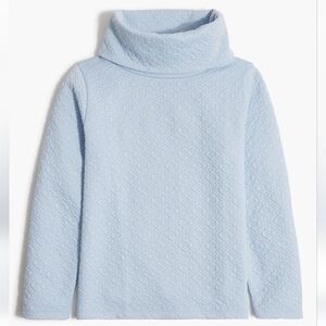 J. Crew Quilted Snowflake Pullover Cowl Funnel Mock Neck Gentle Sea Blue Medium